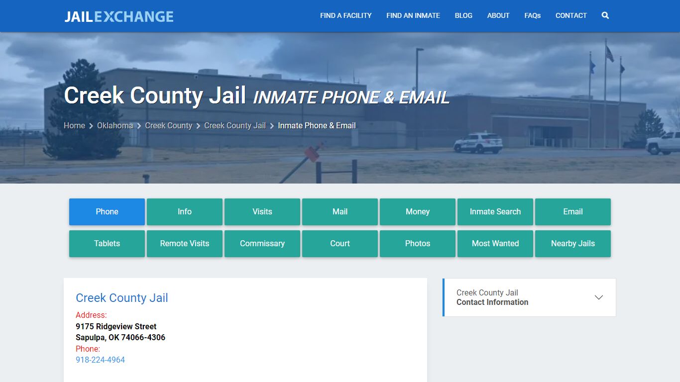 Inmate Phone - Creek County Jail, OK - Jail Exchange